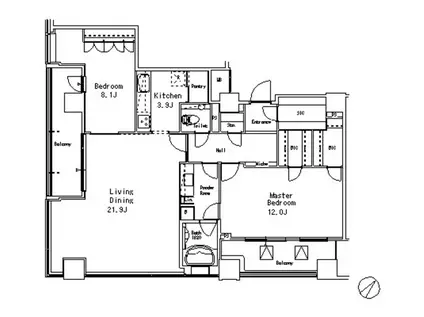 MFPR目黒タワー(2LDK/24階)の間取り写真