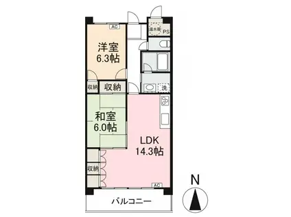 TADコンフォート大内(2LDK/5階)の間取り写真