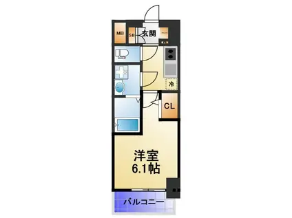 ファーストフィオーレ京橋ノワール(1K/1階)の間取り写真
