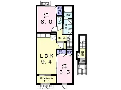 ヴェルディア(2LDK/2階)の間取り写真