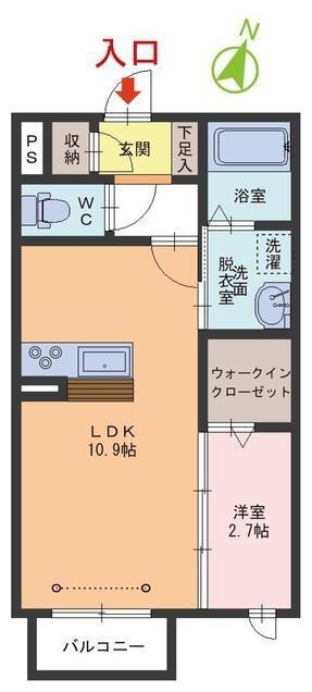 シャーメゾンKOKORO(1LDK/1階)の間取り写真