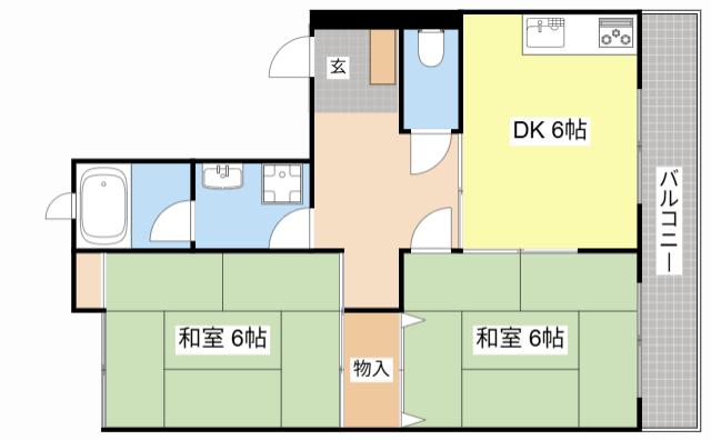 メイプルヒルズ(2DK/2階)の間取り写真