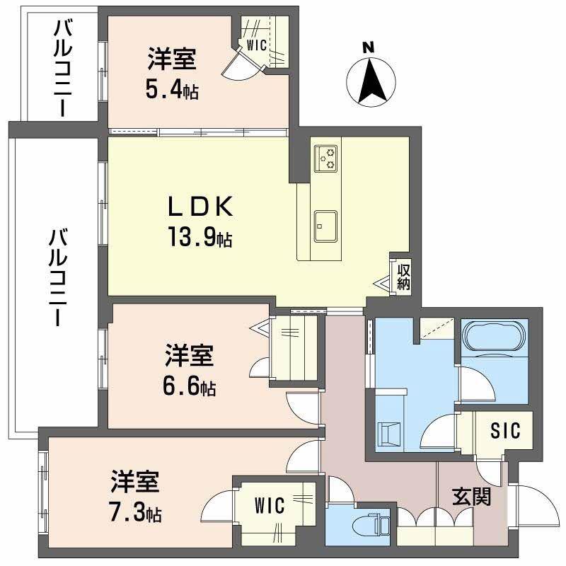 フレシア天王寺(3LDK/2階)の間取り写真