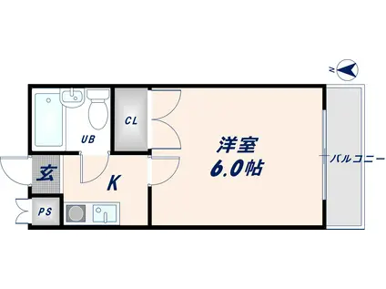 ブエナビスタ瓢箪山(1K/2階)の間取り写真