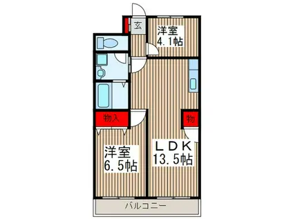 ウエストパレス蕨I(2LDK/4階)の間取り写真