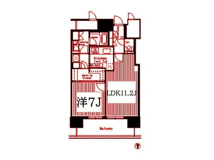 パークシティ武蔵小杉ステーションフォレストタワー(1LDK/35階)の間取り写真