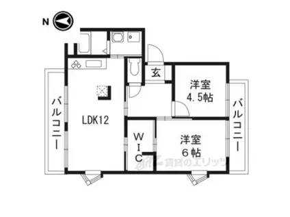 ドミールカンザカ(2LDK/2階)の間取り写真