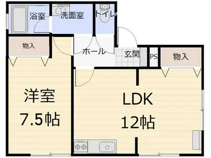 プティ・ソール(1LDK/1階)の間取り写真