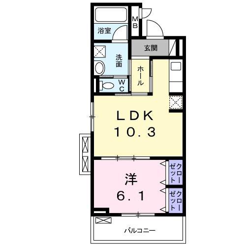 静岡鉄道静岡清水線 御門台駅 徒歩18分 3階建 築6年(1LDK/2階)の間取り写真