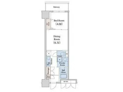 レジデンス上前津スクエア(1DK/9階)の間取り写真