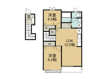 ファミーユII(2LDK/2階)の間取り写真