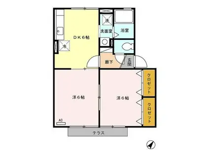 ソレアード(2DK/1階)の間取り写真