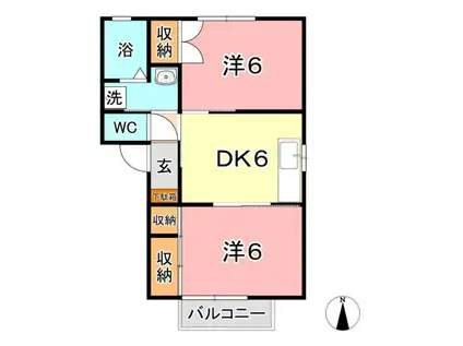 ニングル土倉 A-II(2DK/2階)の間取り写真