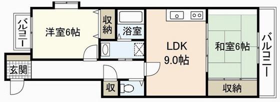 KM2ビル(2LDK/4階)の間取り写真