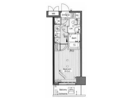 グランドガーラ南麻布(1K/6階)の間取り写真