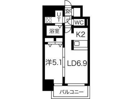 メイクス熱田神宮(1LDK/2階)の間取り写真