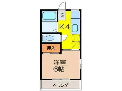 ファミールK(1K/2階)の間取り写真