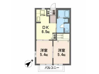 ベルデュール(2DK/1階)の間取り写真