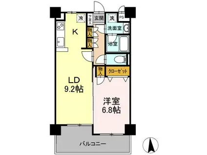 ガーデンハイツAIHARAIII(1LDK/4階)の間取り写真