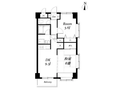 ロイヤルプレステージ(2DK/4階)の間取り写真