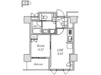 BRILLIA淀屋橋(1LDK/4階)の間取り写真
