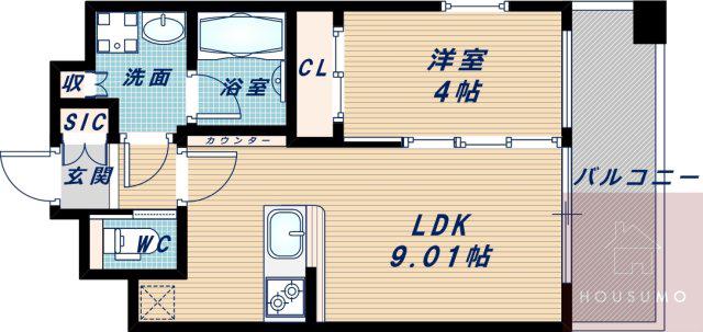 プレジオ緑地公園(1LDK/8階)の間取り写真