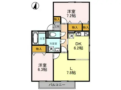 ルミエール翼(2LDK/2階)の間取り写真