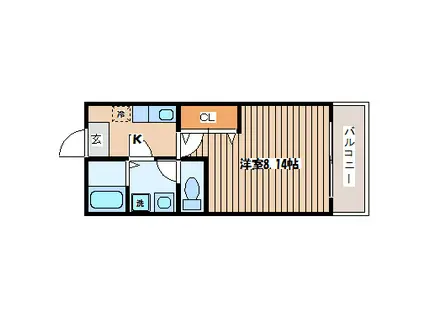 クレフラスト苦竹駅北(1K/2階)の間取り写真