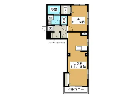 メゾン神之木台(1LDK/2階)の間取り写真