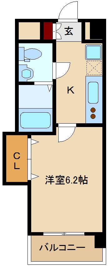 ラグゼ東三国II(1K/9階)の間取り写真