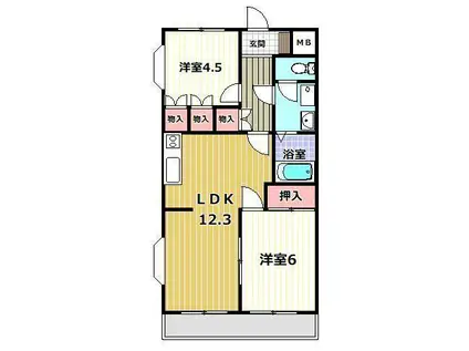 パークハイツ蔵屋敷(2LDK/2階)の間取り写真