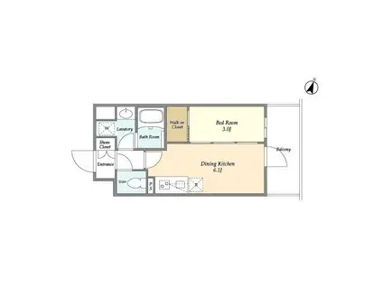 アジュールテラス目黒八雲(1DK/3階)の間取り写真