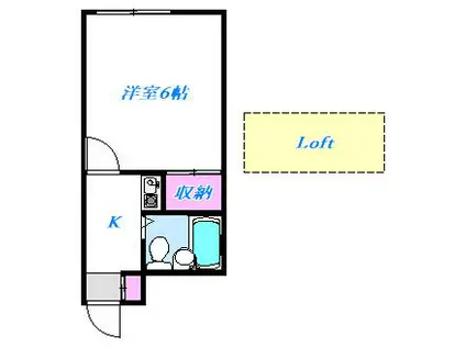 アデン第一(1K/2階)の間取り写真