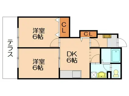 長者原テペA(2DK/1階)の間取り写真