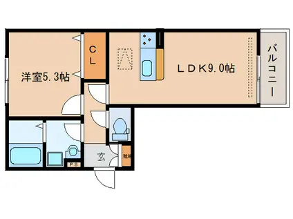 マ・メゾンサカエV(1K/2階)の間取り写真