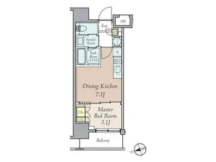 クレストコート本郷三丁目(1DK/2階)の間取り写真