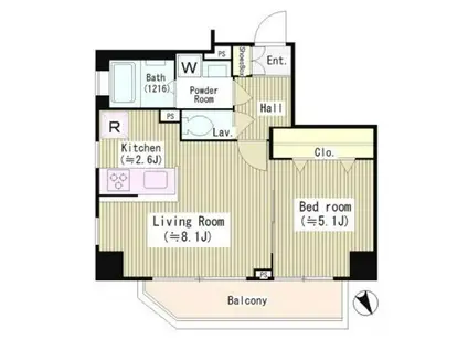 アネックス麻布十番(1LDK/5階)の間取り写真