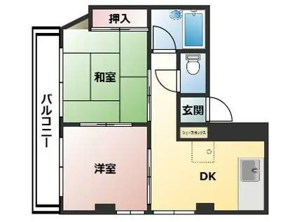 タキーハイツ(2DK/2階)の間取り写真