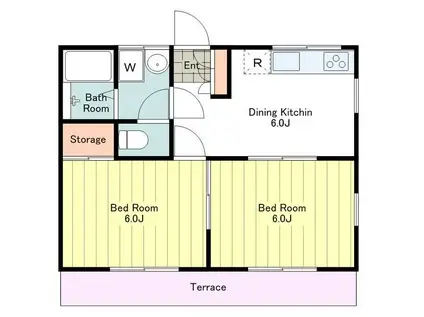 ツインマルセ(2DK/1階)の間取り写真