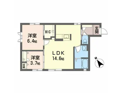 ボナール ニイミ(2LDK/1階)の間取り写真