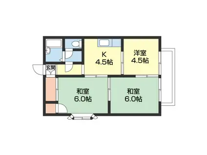 セジュール三浦(3DK/2階)の間取り写真