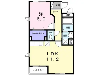 カスカードII(1LDK/2階)の間取り写真