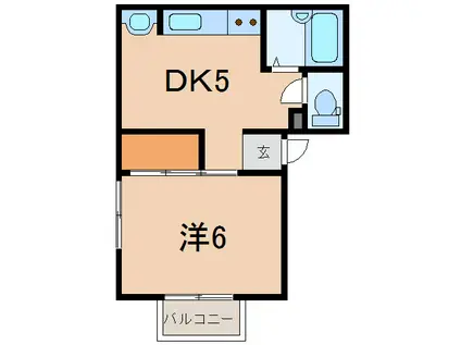 連取エバラハイツ(1DK/2階)の間取り写真