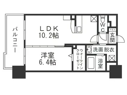 グランヒルズ三萩野(1LDK/7階)の間取り写真