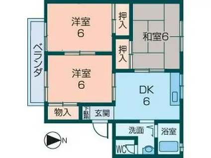 サニーコートII(3DK/1階)の間取り写真