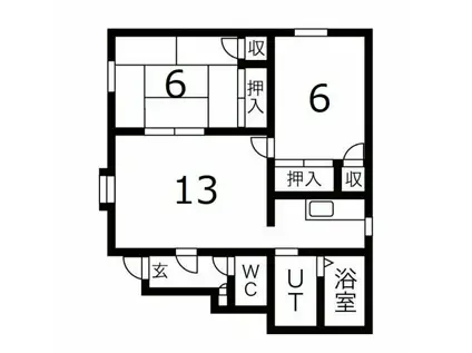 ファミール谷川B(2LDK/3階)の間取り写真