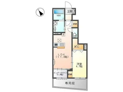 カモミール(1LDK/1階)の間取り写真