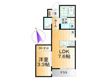 BELLE LEAD(1LDK/1階)の間取り写真