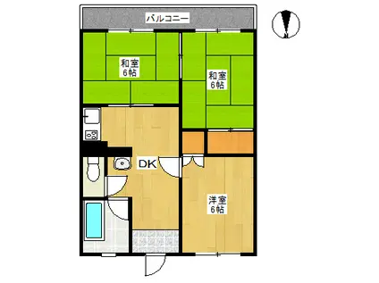 疋野ハイツ(3DK/3階)の間取り写真