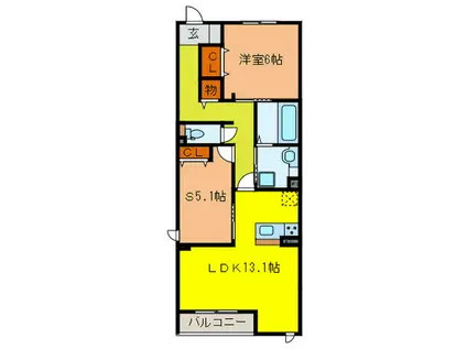 インペリアル田邊(1SLDK/2階)の間取り写真